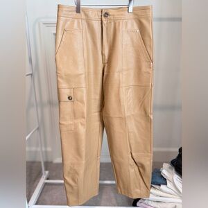 Anthropologie faux leather cargo trousers
